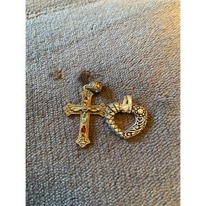 Cross and heart charms